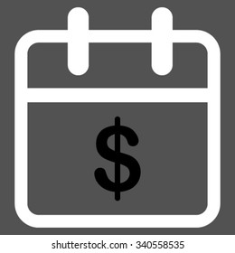 Money Day vector icon. Style is bicolor flat symbol, black and white colors, rounded angles, gray background.