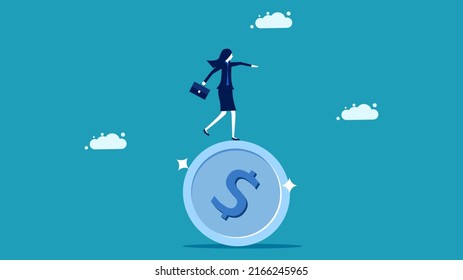 Money decisions. Investors make financial plans. take currency risk. business concept vector illustration