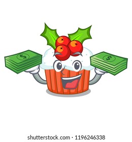 With money decorated christmas cupcakes cartoon for party