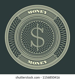 Money Decorative Circle Sign Symbol Vector Illustration. Suitable for graphic element, apparel, and other design needs. Non-Layered	