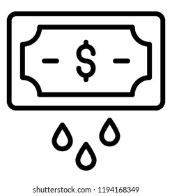 Money deduction process with the paper money dollar and teardrops