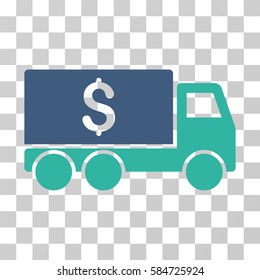 Money Delivery icon. Vector illustration style is flat iconic bicolor symbol, cobalt and cyan colors, transparent background. Designed for web and software interfaces.