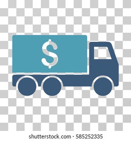 Money Delivery icon. Vector illustration style is flat iconic bicolor symbol, cyan and blue colors, transparent background. Designed for web and software interfaces.