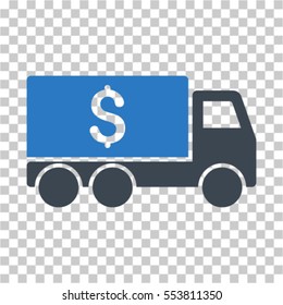 Money Delivery icon. Vector pictograph style is a flat symbol, color, chess transparent background. Designed for software and web interface toolbars and menus.