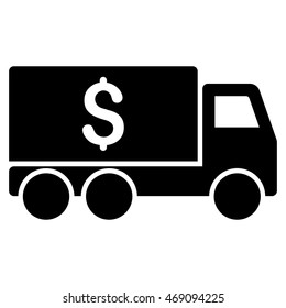 Money Delivery icon. Vector style is flat iconic symbol with rounded angles, black color, white background.