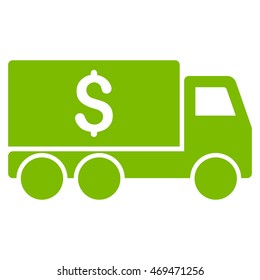 Money Delivery icon. Vector style is flat iconic symbol with rounded angles, eco green color, white background.