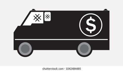 Money delivery Van or Armored Van Vector and Illustration