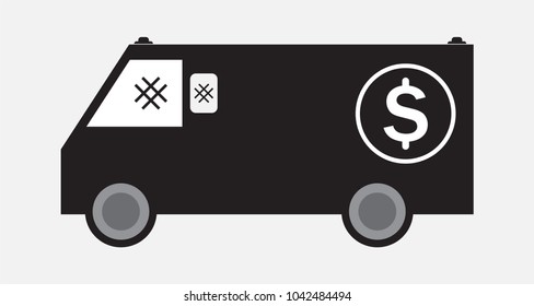 Money delivery Van or Armored Van Vector and Illustration