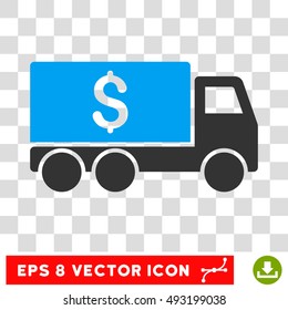 Money Delivery vector icon. Image style is a flat blue and gray icon symbol.
