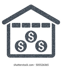 Money Depository grainy textured icon for overlay watermark stamps. Flat symbol with unclean texture. Dotted vector smooth blue ink rubber seal stamp with grunge design on a white background.
