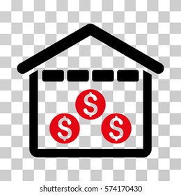 Money Depository icon. Vector illustration style is flat iconic bicolor symbol, intensive red and black colors, transparent background. Designed for web and software interfaces.