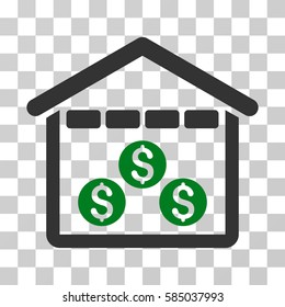 Money Depository icon. Vector illustration style is flat iconic bicolor symbol, green and gray colors, transparent background. Designed for web and software interfaces.