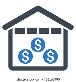 Money Depository icon. Vector style is bicolor flat iconic symbol with rounded angles, smooth blue colors, white background.