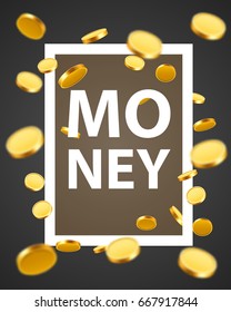 Money design elements. Frame with golden coins. Wealth concept. Vector illustration.