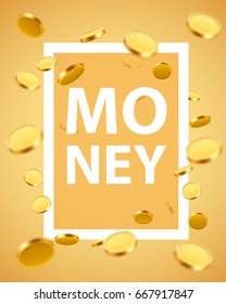 Money design elements. Frame with golden coins. Wealth concept. Vector illustration.