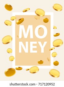 Money design elements. Frame with golden coins. Wealth concept. Vector illustration.
