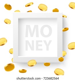 Money design elements. Frame with golden coins. Wealth concept. Vector illustration.