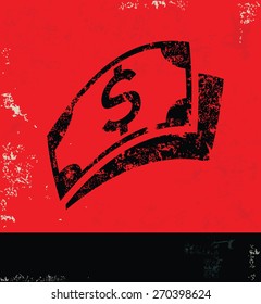 Money design on grunge background, red version