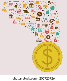 Money design over beige background, vector illustration