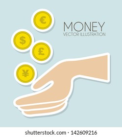 money design over blue background vector illustration
