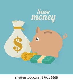 Money design over blue background, vector illustration