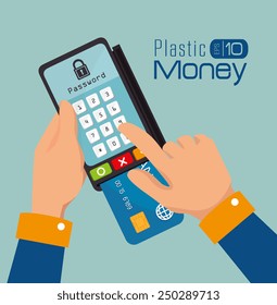 Money design over blue background, vector illustration.