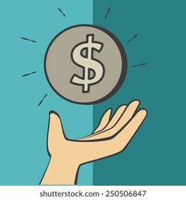 Money design over blue background, vector illustration.