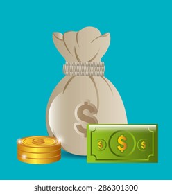 Money design over blue background, vector illustration.