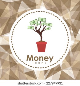 Money design over brown abstract background,  vector illustration