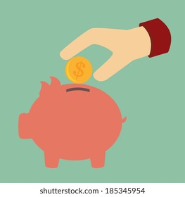 Money design over green background, vector illustration