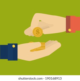 Money design over green background, vector illustration
