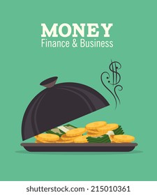 Money design over green background, vector illustration