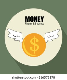 Money design over green background, vector illustration