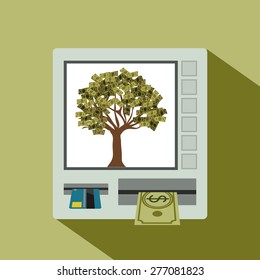 Money design over green background, vector illustration