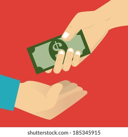 Money design over red background, vector illustration