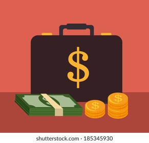 Money design over red background, vector illustration