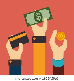 Money design over red background, vector illustration