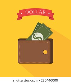 Money design over yellow background, vector illustration.