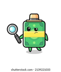 money detective character is analyzing a case , cute style design for t shirt, sticker, logo element