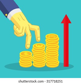 Money .Development of business. Isolated