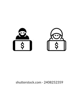 money device hacking Icon, Logo, and illustration Vector