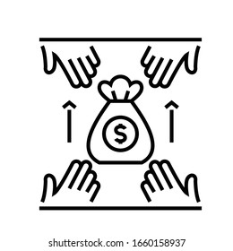 Money devision line icon, concept sign, outline vector illustration, linear symbol.