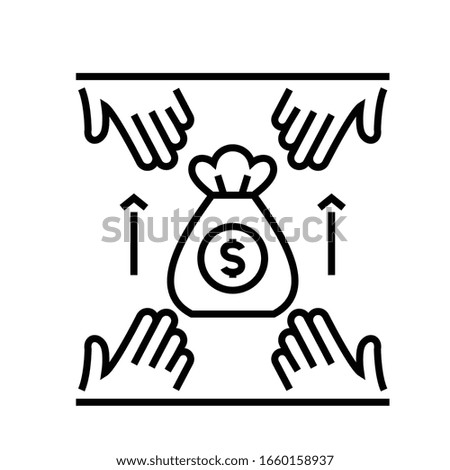 Money devision line icon, concept sign, outline vector illustration, linear symbol.