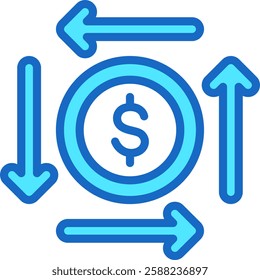 Money Direction Icon Blue Color Vector Illustration