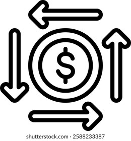 Money Direction Icon Outline Vector Illustration