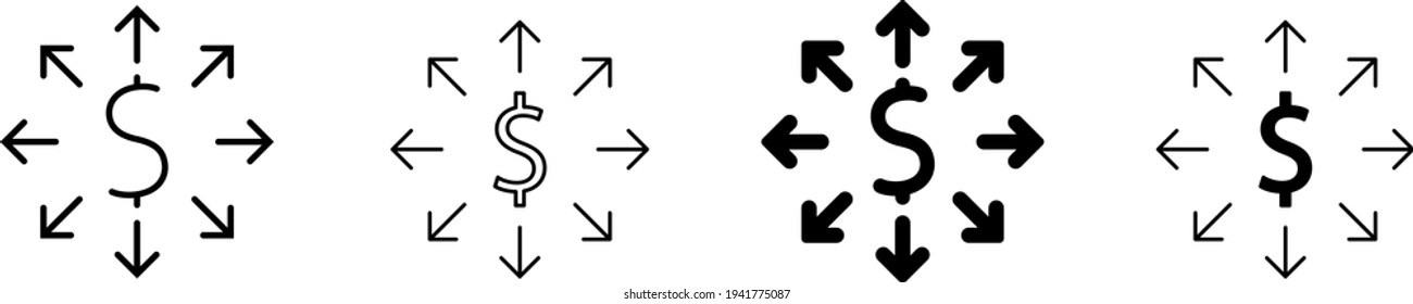  icono de distribución de dinero, vector