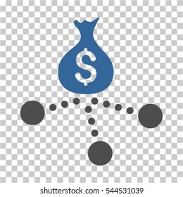 Money Distribution icon. Vector pictograph style is a flat symbol, color, chess transparent background. Designed for software and web interface toolbars and menus.