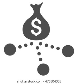 Money Distribution icon. Vector style is flat iconic symbol with rounded angles, gray color, white background.