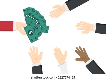 distribución de dinero en muchos de los antecedentes en blanco