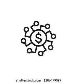 Money diversification line icon. Cycle, currency, payment. Banking concept. Can be used for topics like finances, salary, profit